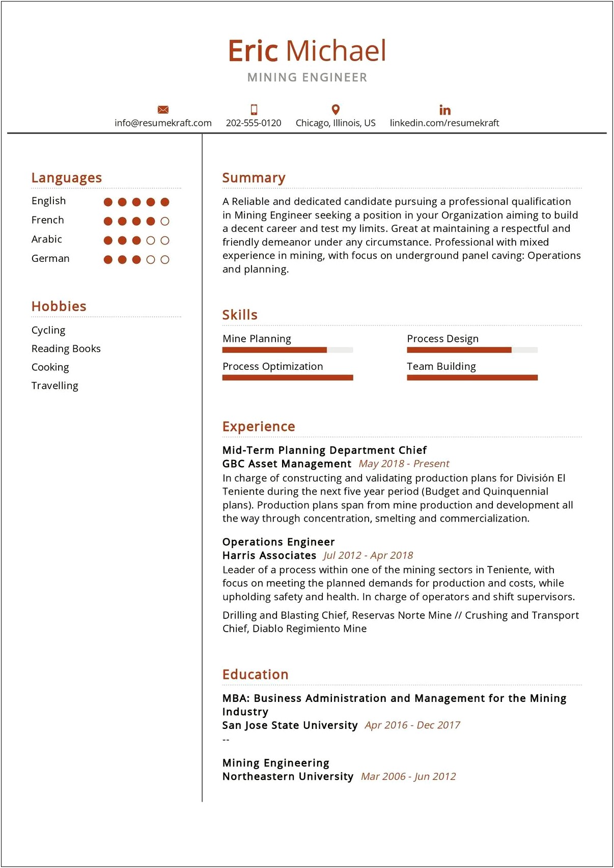 Free Resume Templates For Mining Jobs