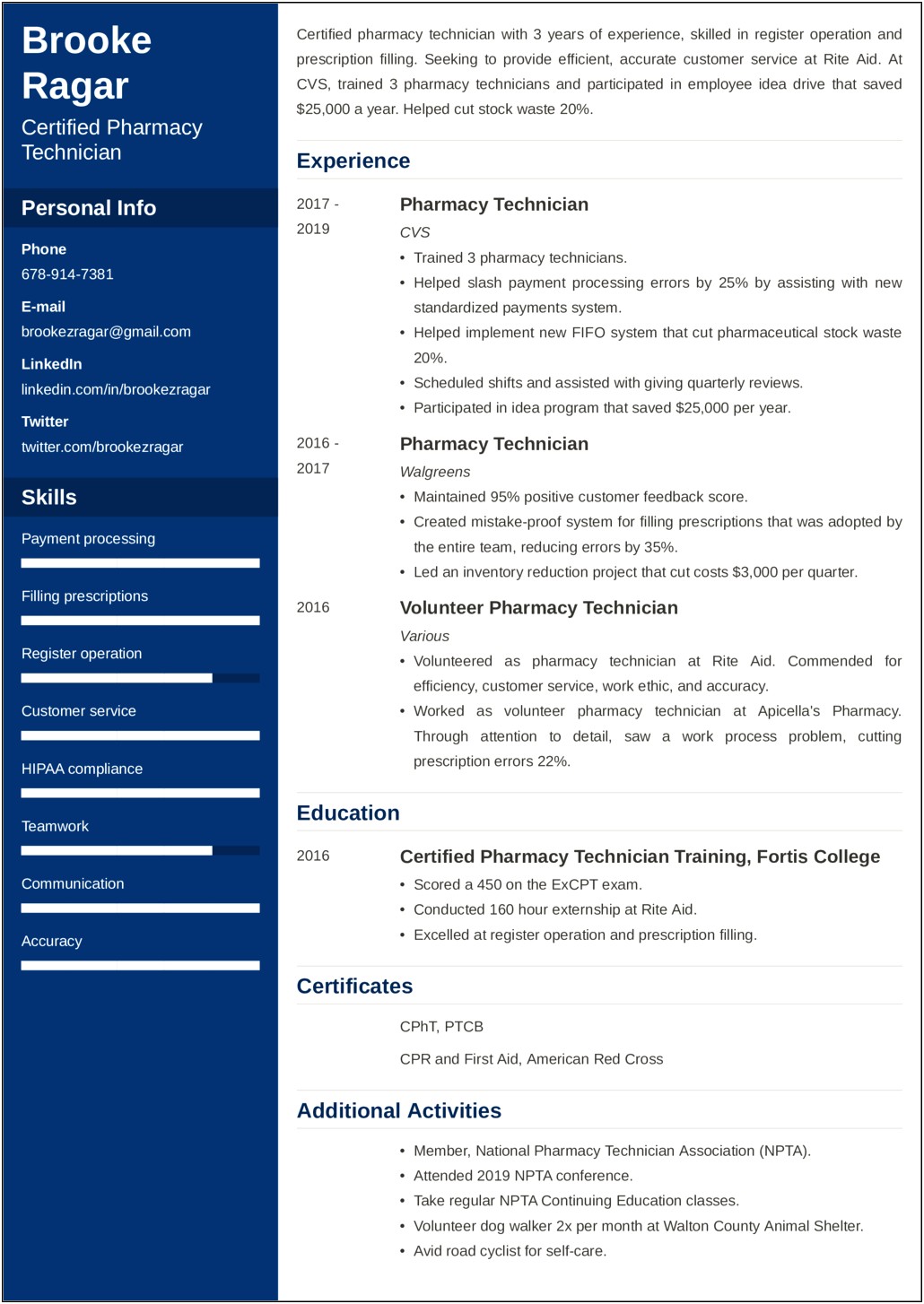 Free Resume Templates For Ophalmic Technicians