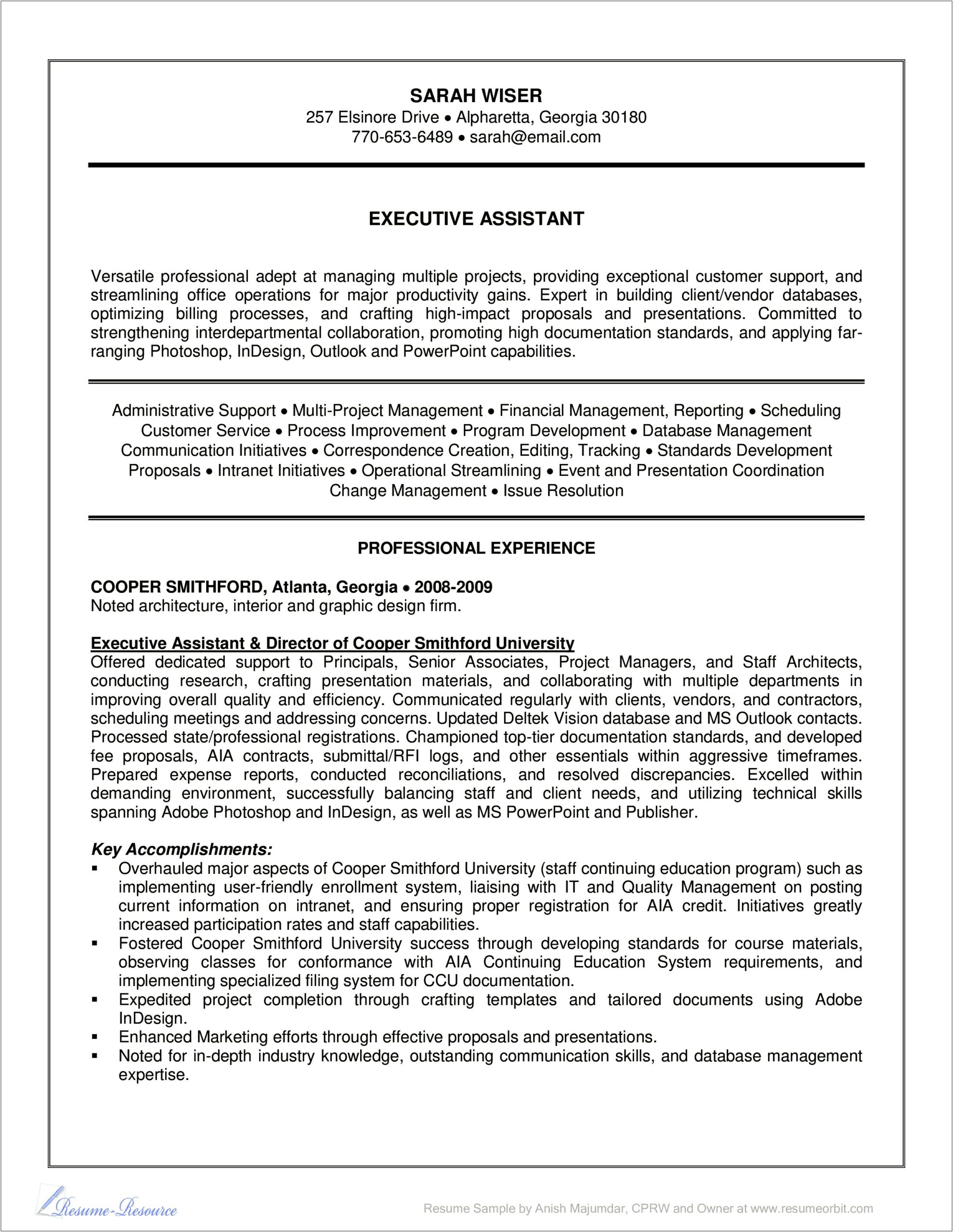 Free Sample Executive Assistant Resume Templates