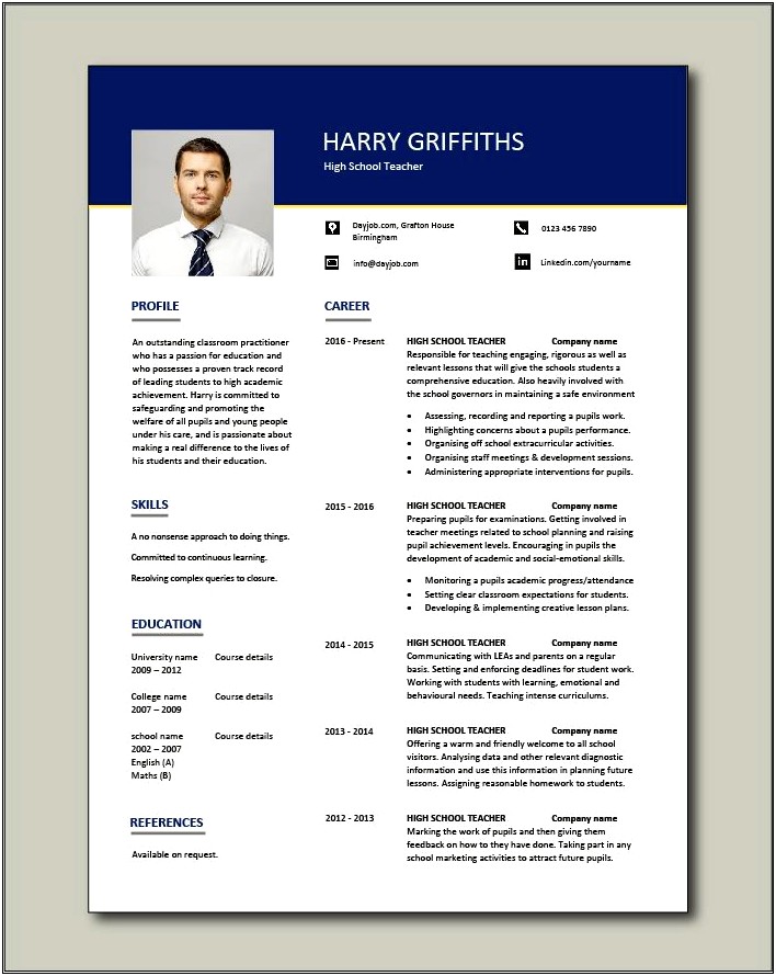 Free Sample Resume Templates For Highschool Students