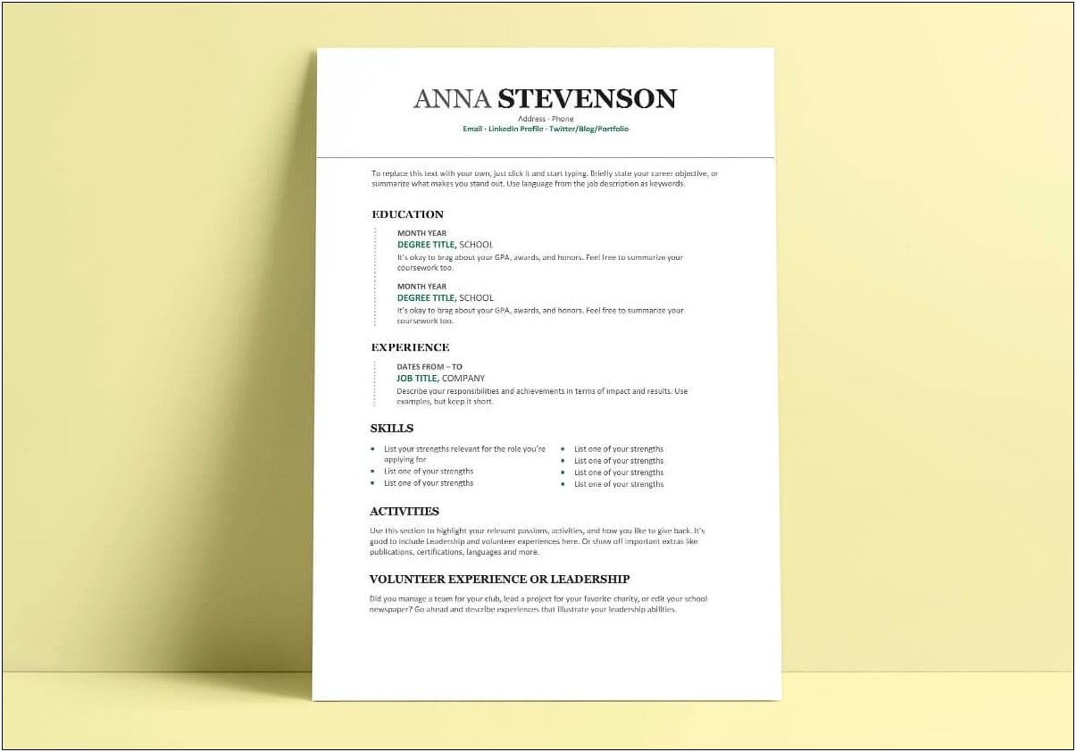 Free Student Resume Templates For Word