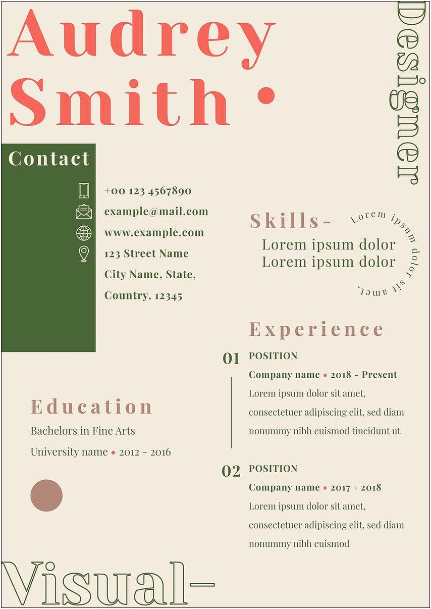 Free Template For Graphic Resume Words