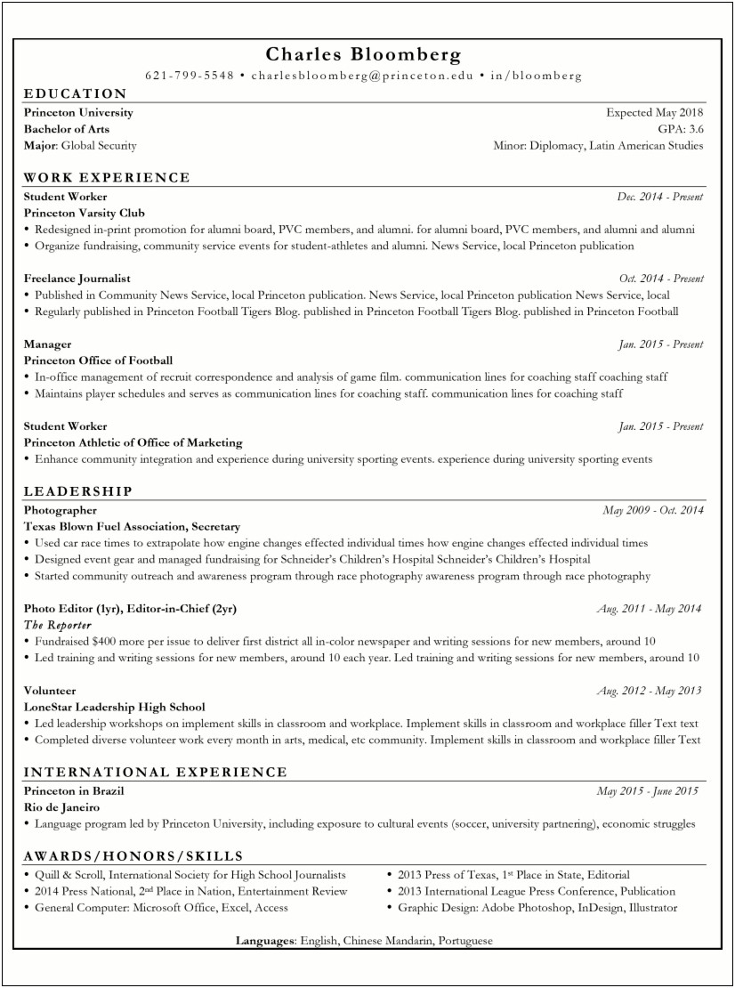 Free Texas High School Resume For College Template