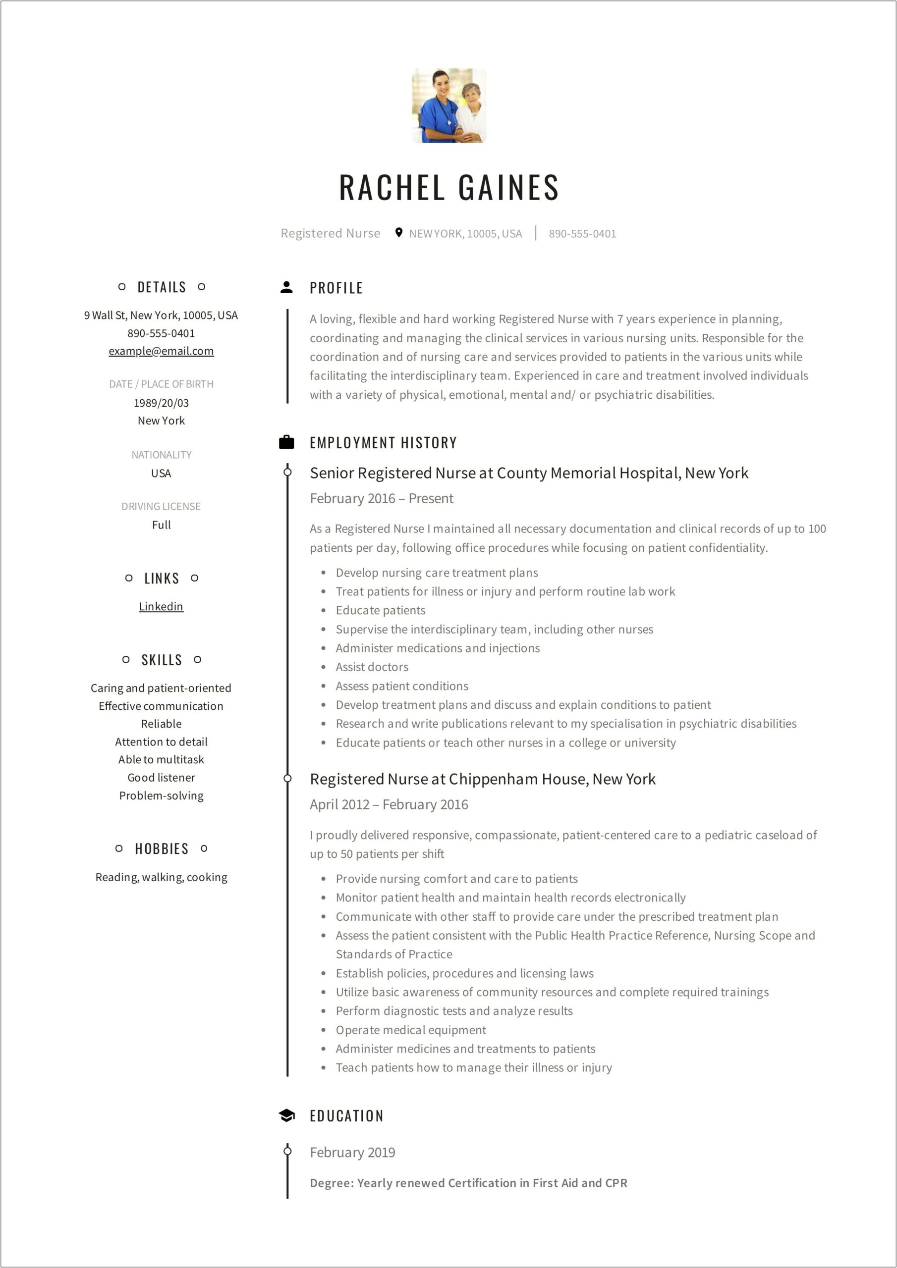 Free Word Template For Experienced Rn Resume