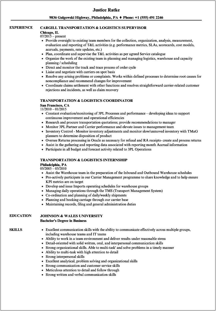 Freight Broker Job Description For Resume