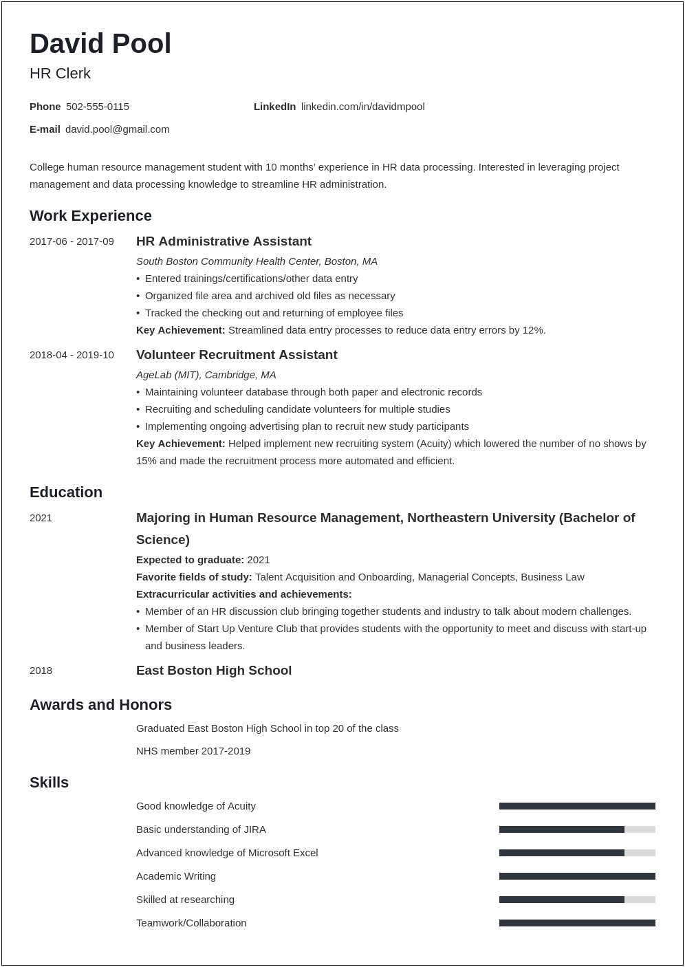 Fresh Out Of College Resume Template