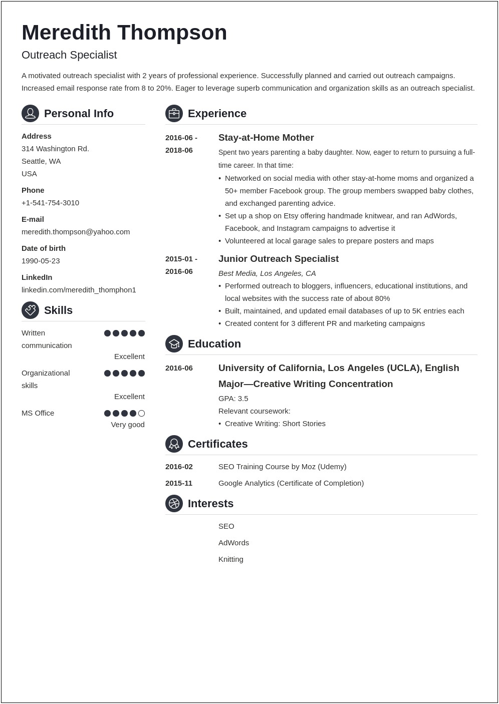 Functional Resume Examples For Stay At Home Moms