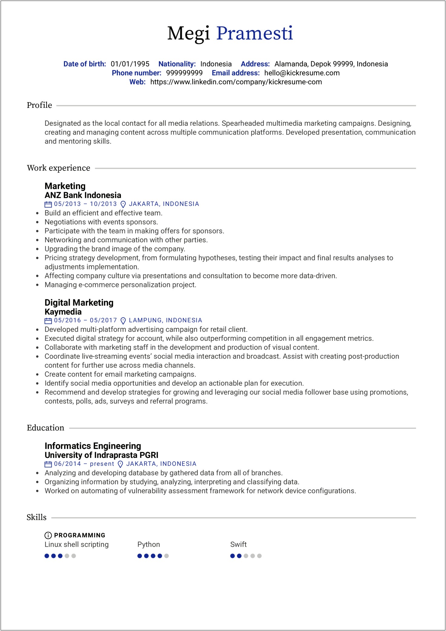 Functional Resume Sample Marketing And Public Relations