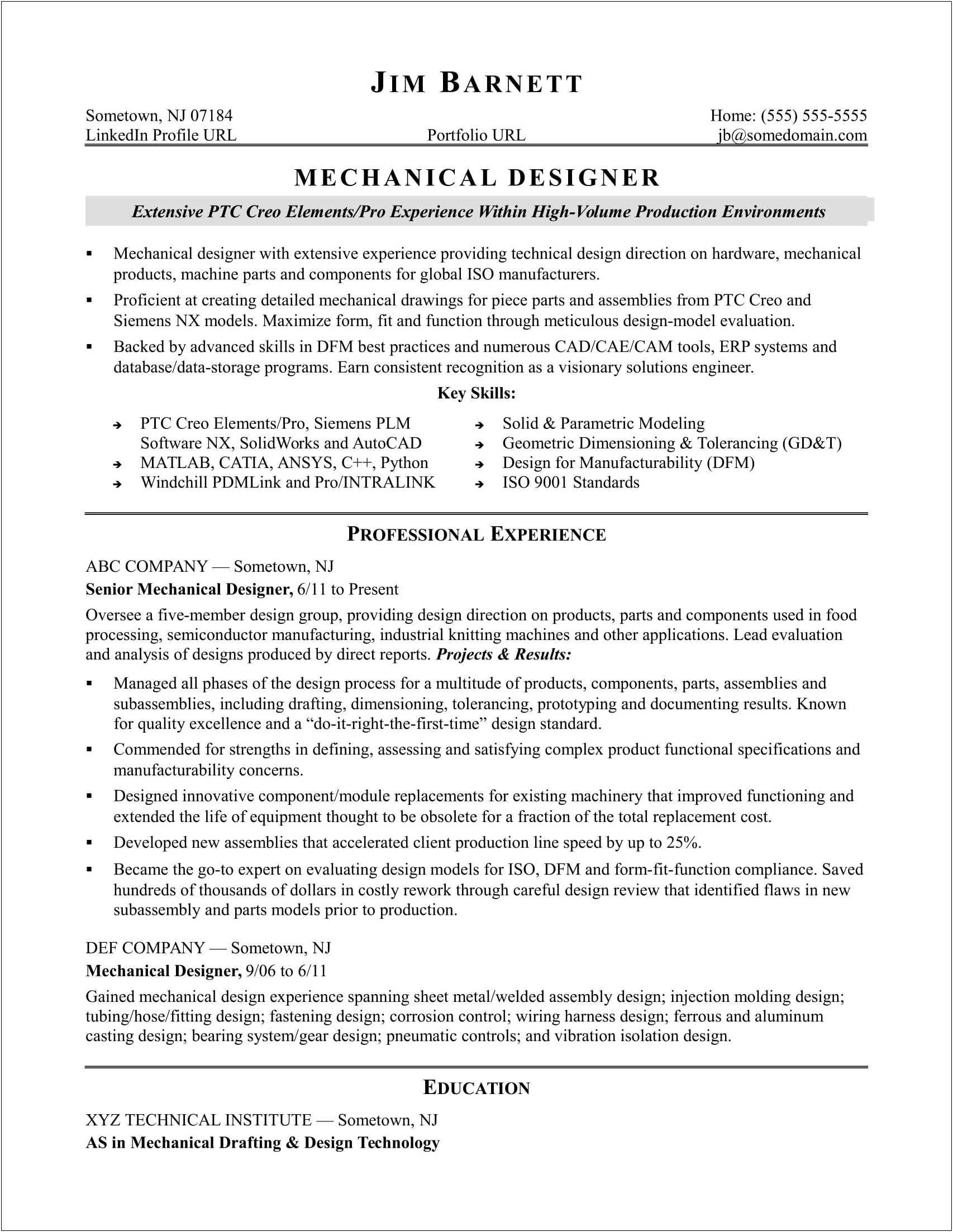 General Resume Objective Examples For Cad Drafter