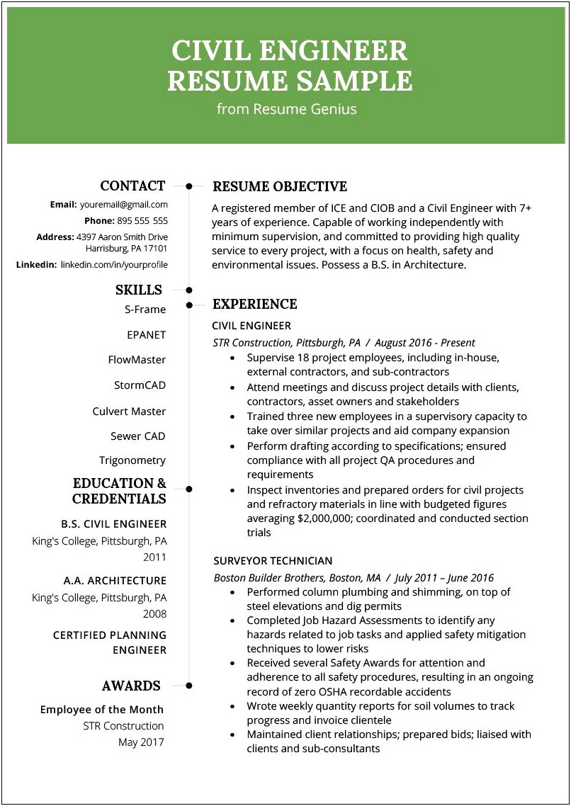 General Resume Objective Examples For Engineering