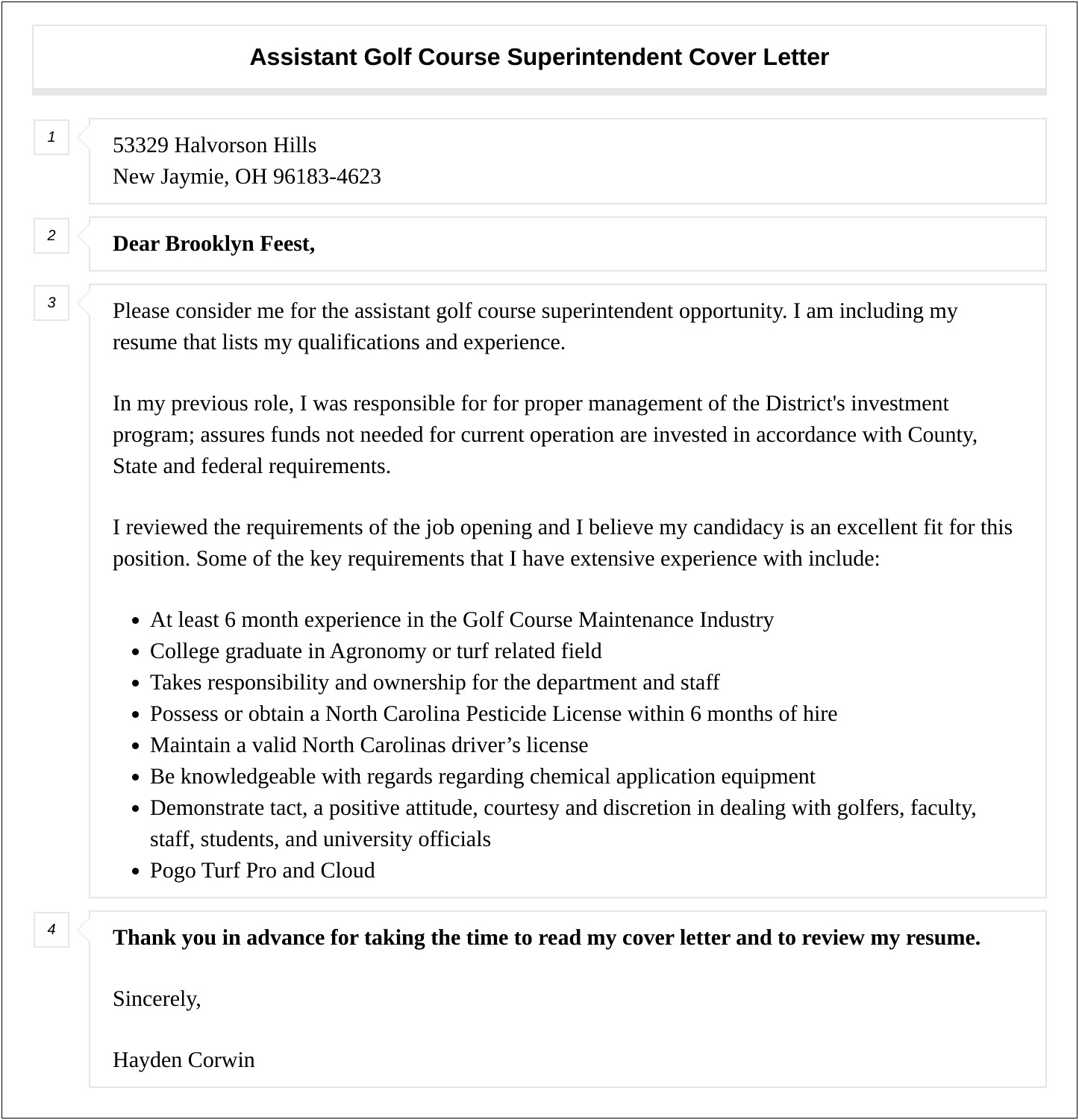 Construction Superintendent Resume Cover Letter Examples Resume   Golf Course Superintendent Cover Letter Resume 