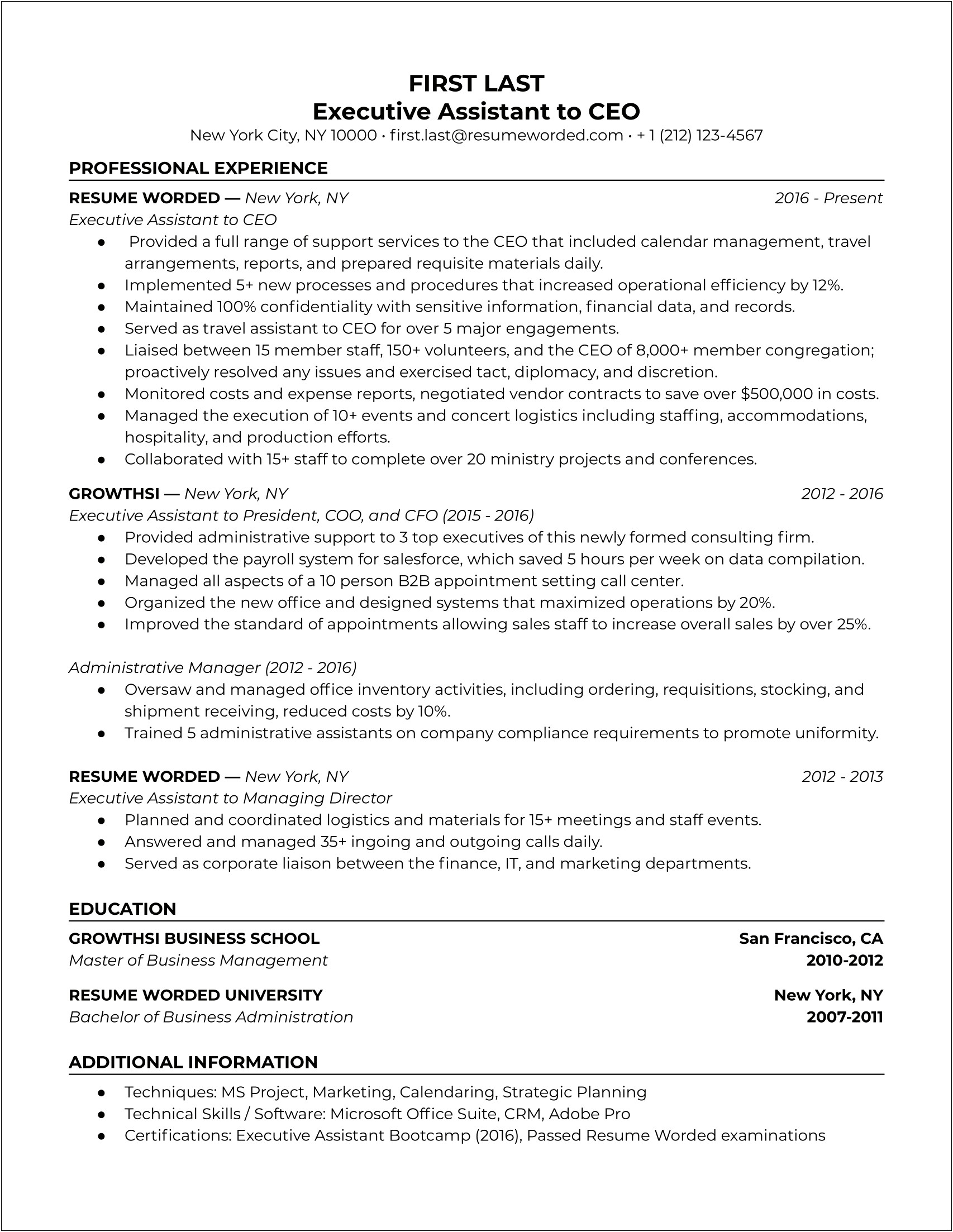Good Career Profile For Assistant On Resume