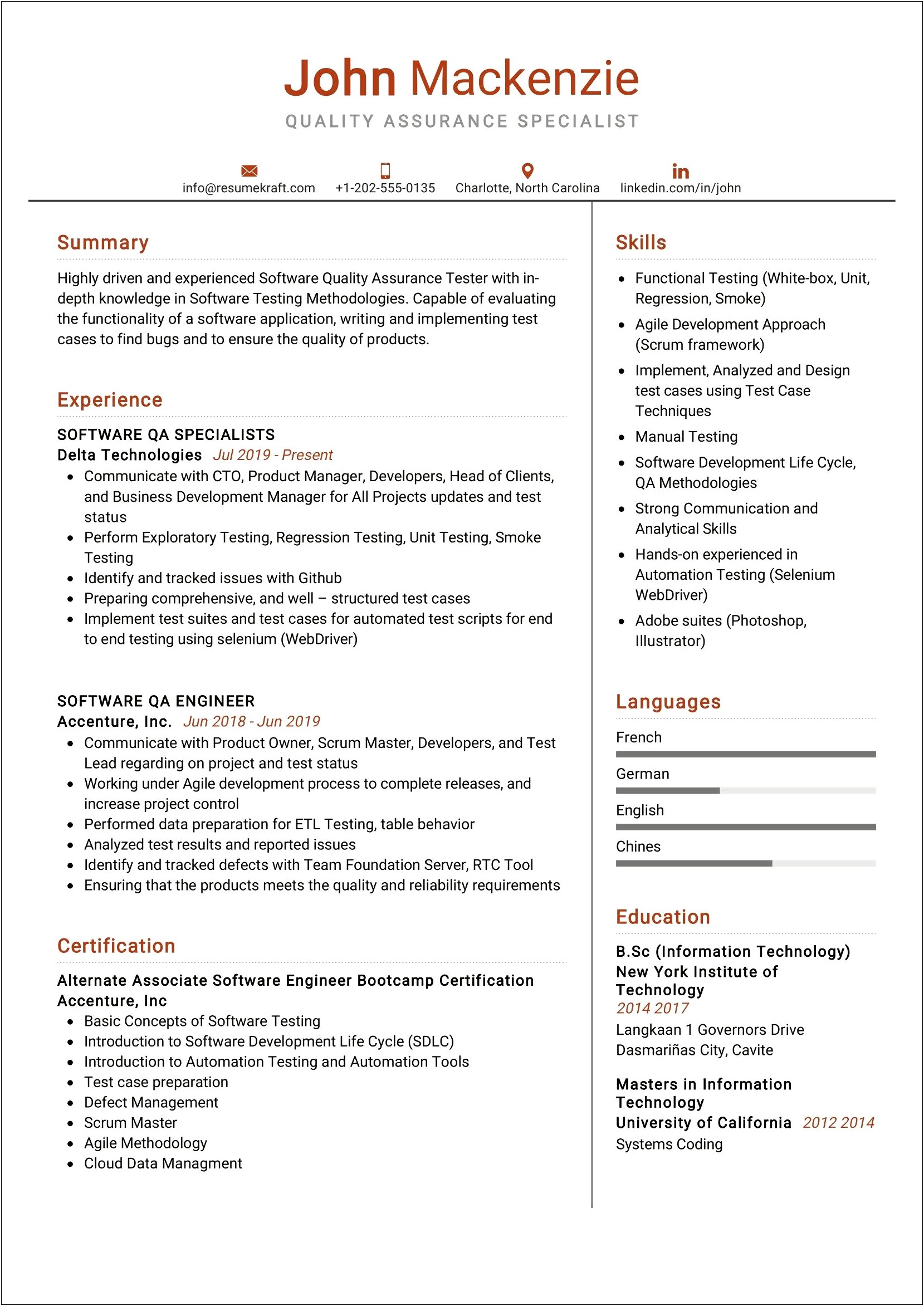 Good Conceptual Knowledge Of Sdlc In Qa Resume