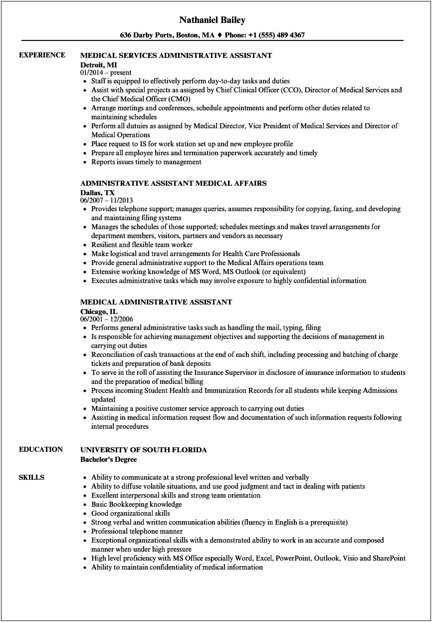 Good Example Of A Adminstrative Assistant Resume Summary