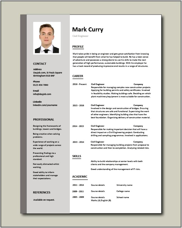 Good Format For Civil Engineer Resume