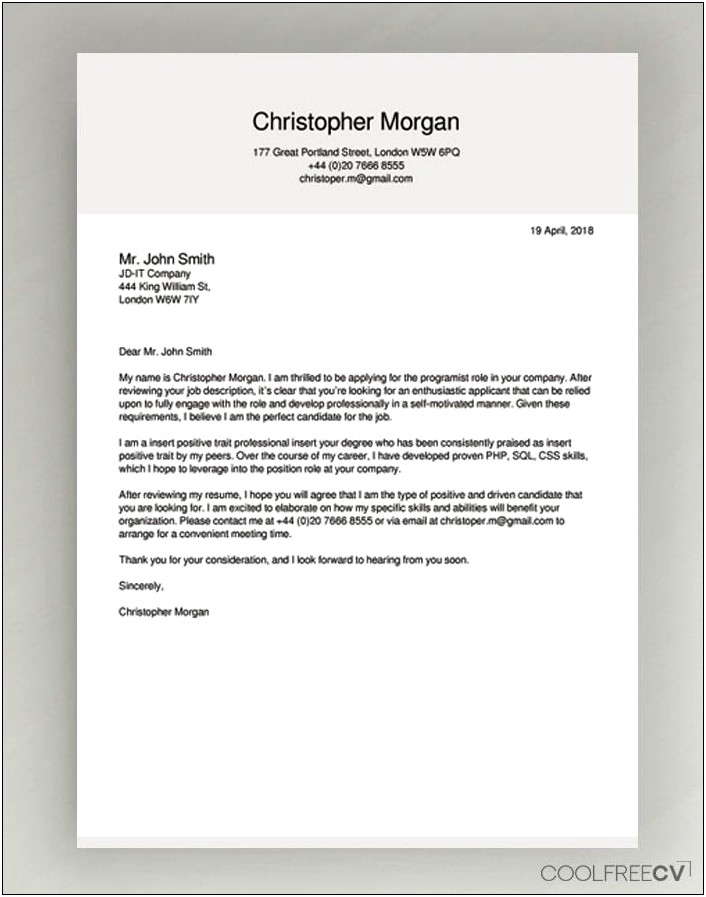 Good General Cover Letter For Resume