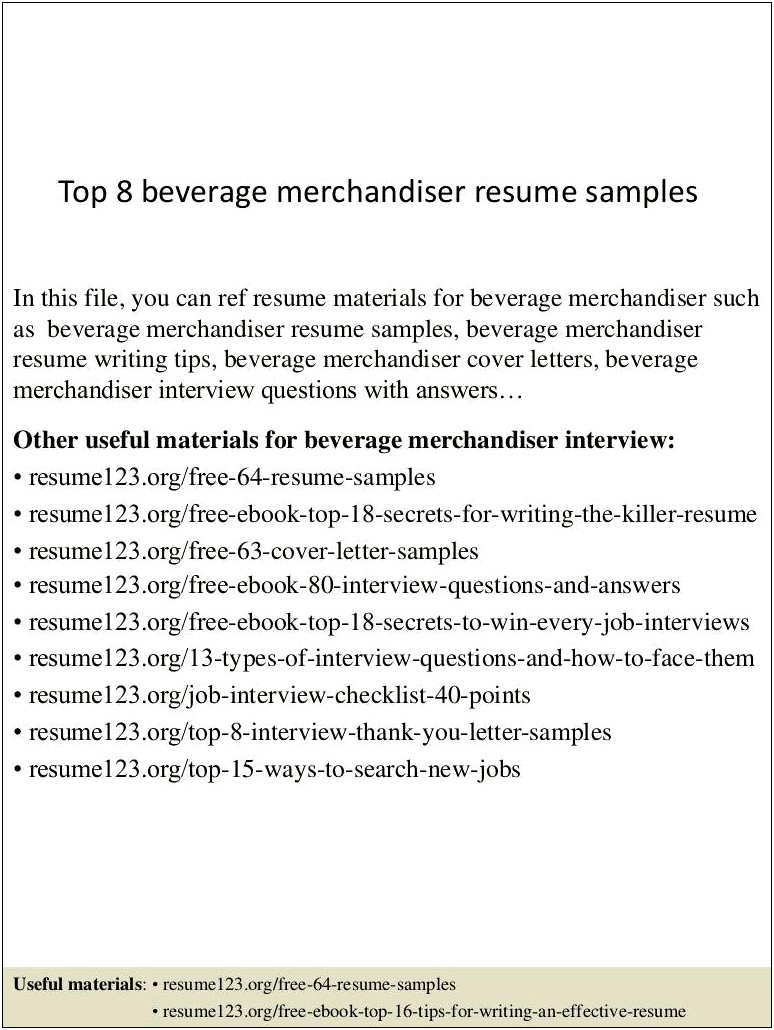 Good Objective For Resume For Merchandiser