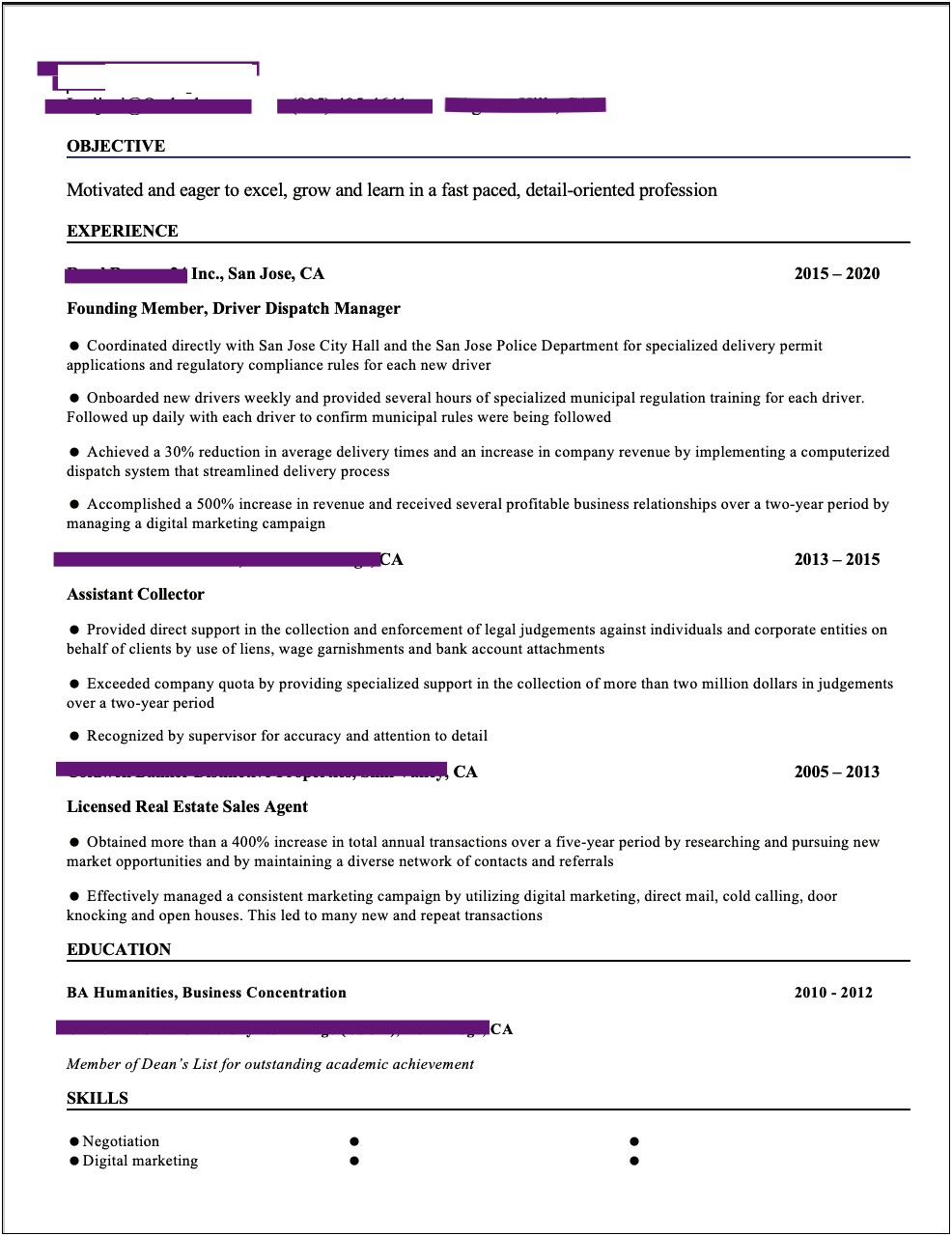 Good Objective Statement For Business Resume