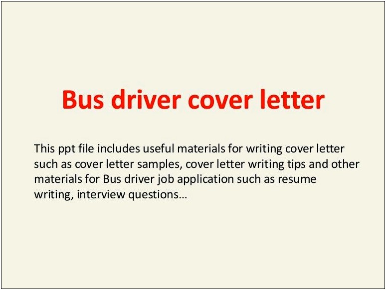 Good Resume Examples For Bus Driver