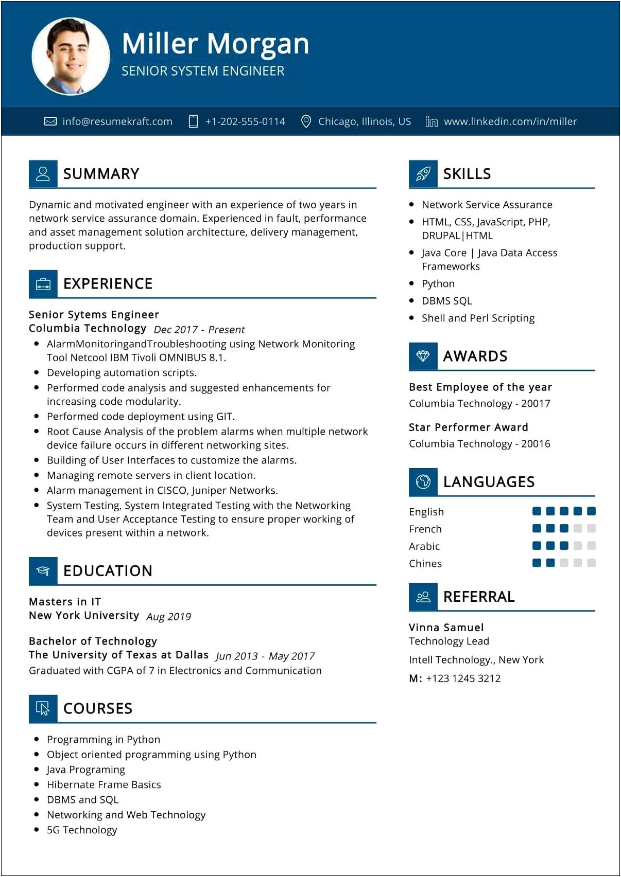 Good Resume Format For Senior Engineer