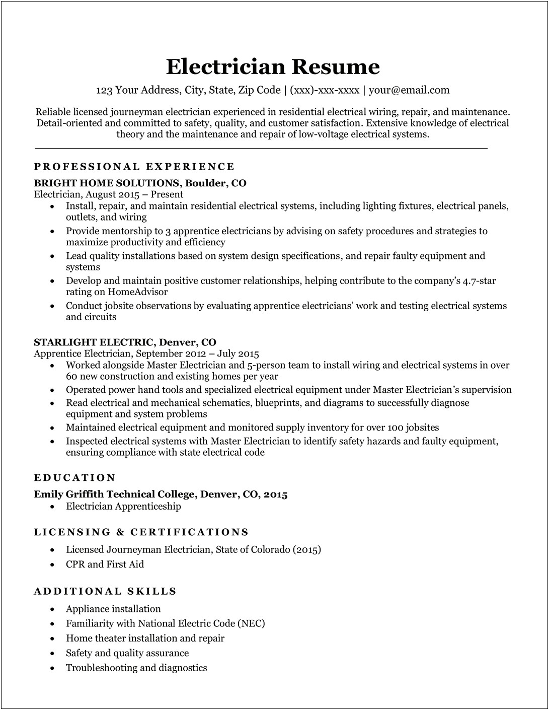 Good Resume Works For Tech Skills