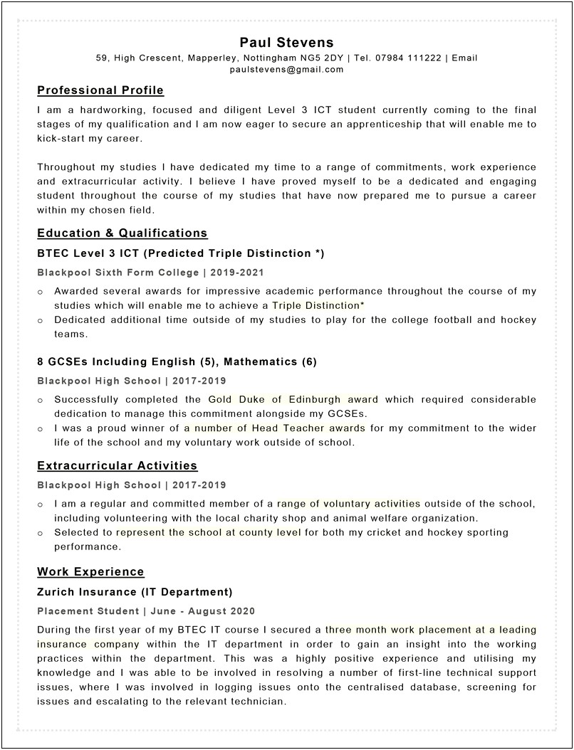 Good Rewards Or Extrracurrcular Activites For Resume