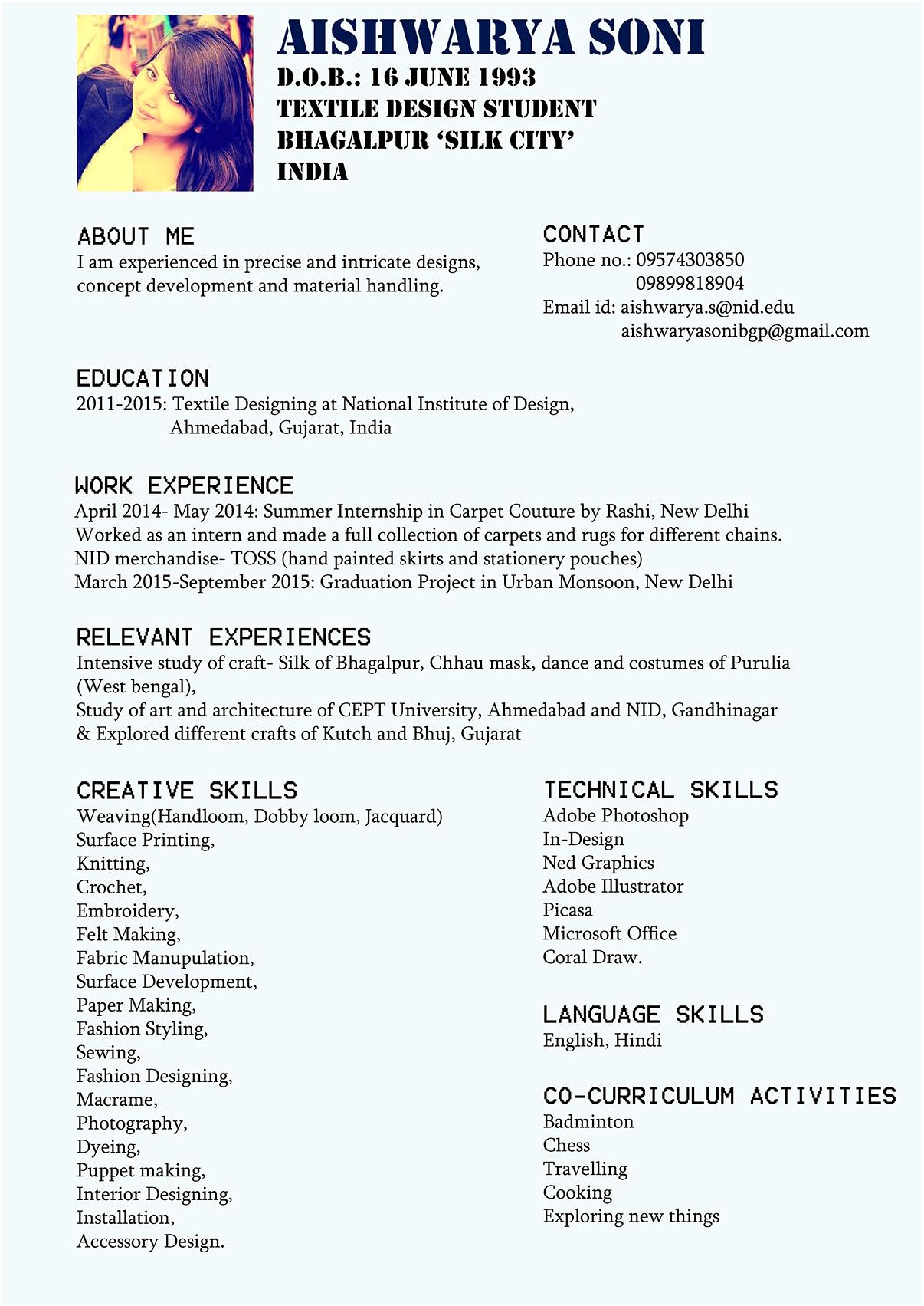 Good Skills For Fashion Designer Resume