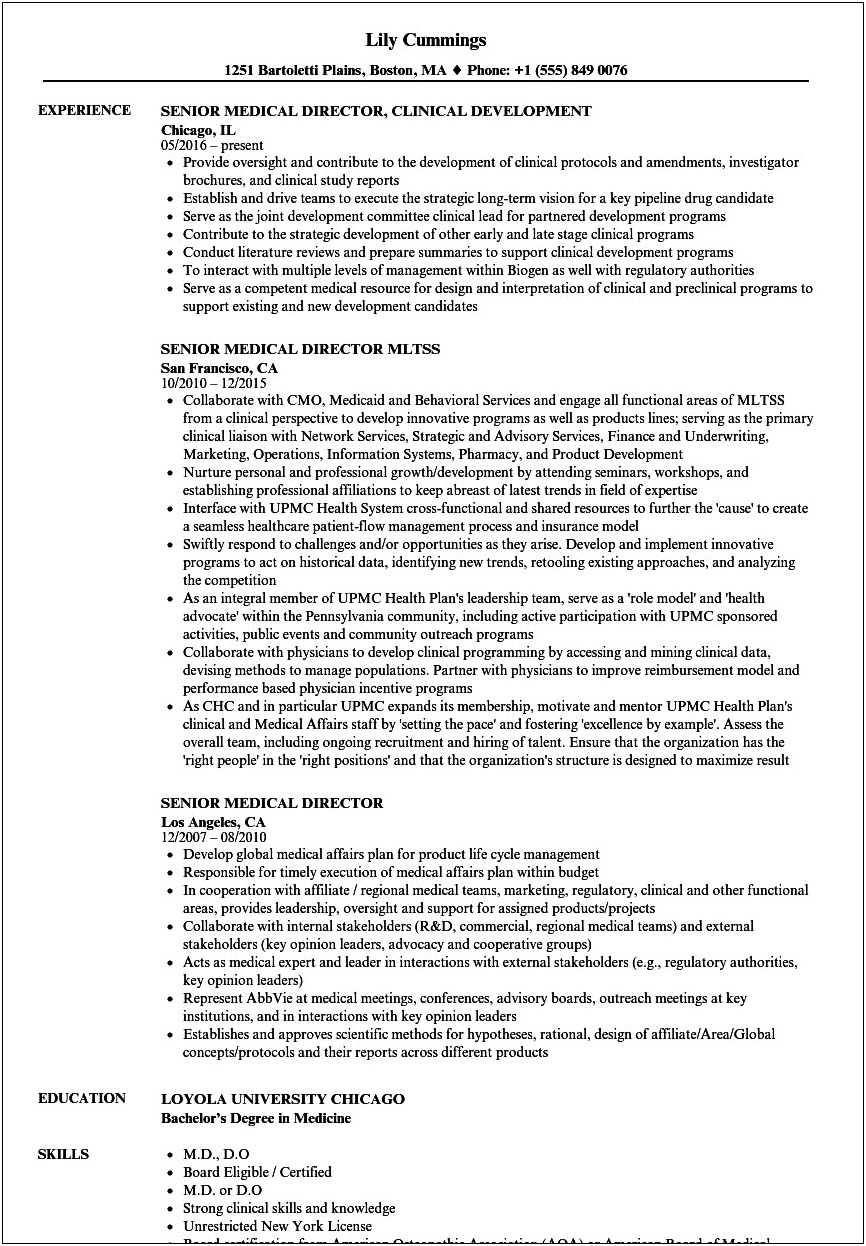 Good Technical Board Of Directors Resume