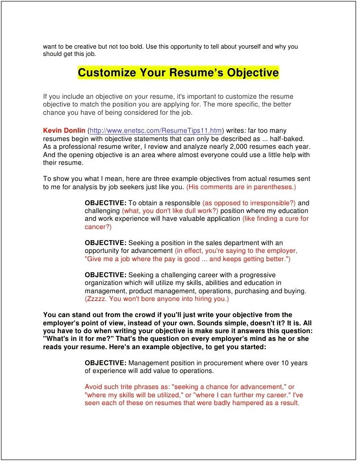 Good Things To Say On A Resume Objective