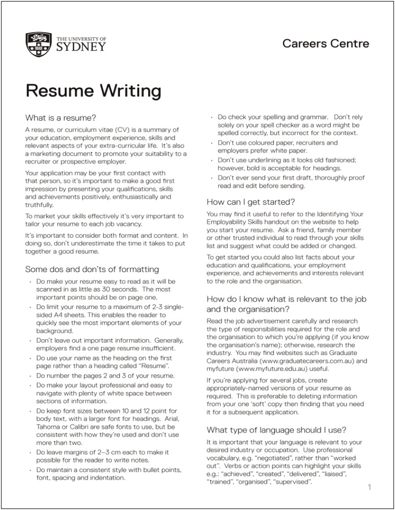 Good Word To Use In Resume