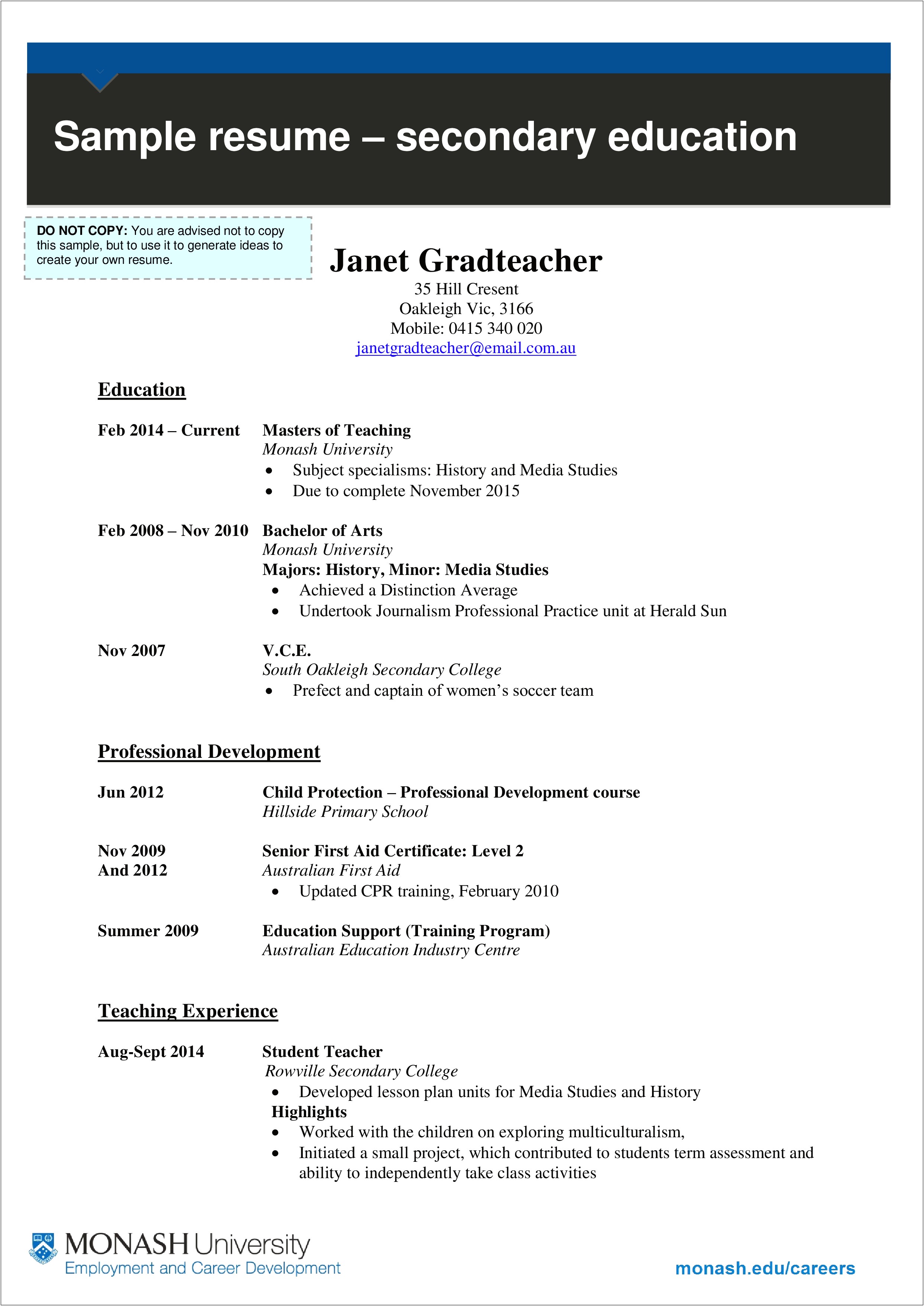 Google Docs High School Teacher Resume