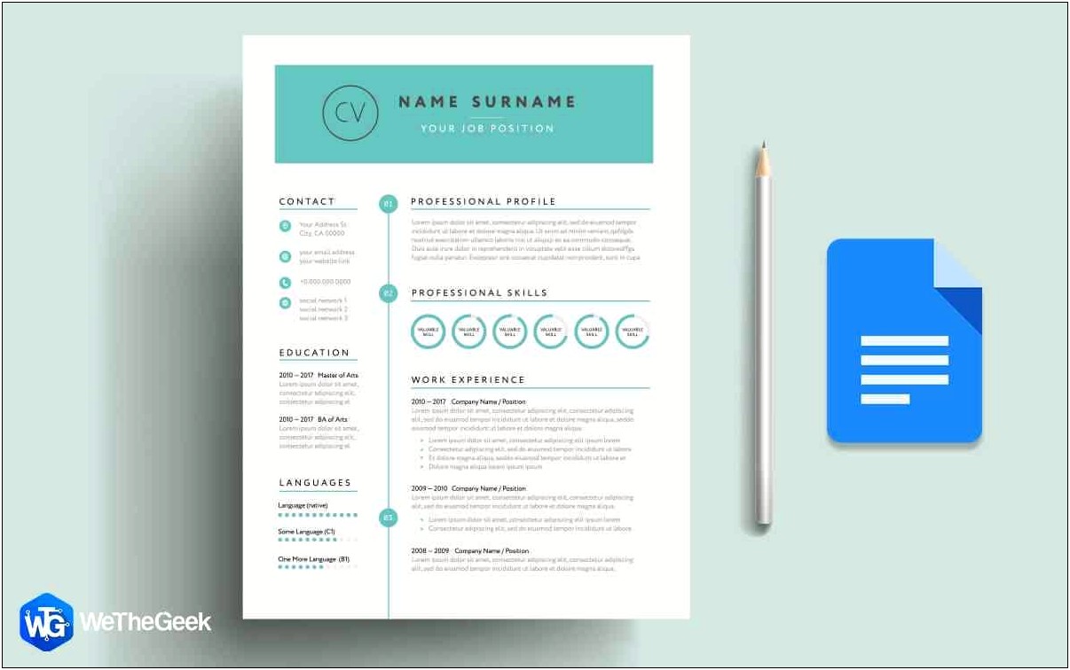 Google Docs Resume Template Free Two Column