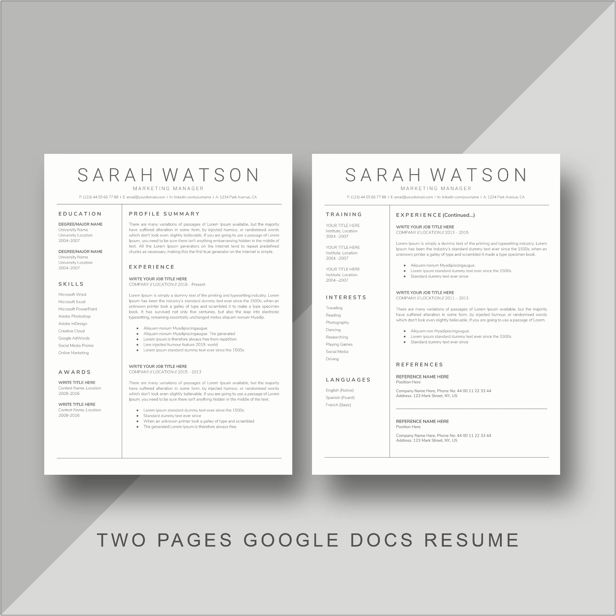 Google Docs Resume Template On Mobile