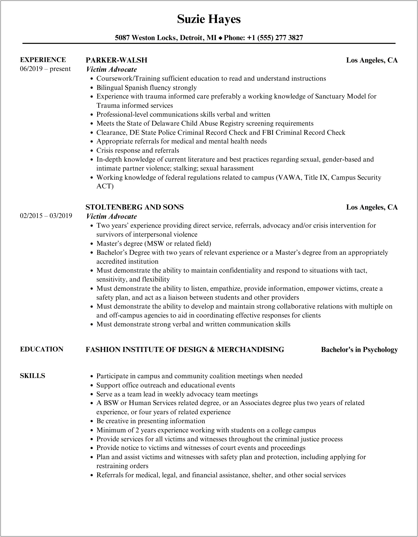 Government Resume Template Social Work Army Family Advocacy