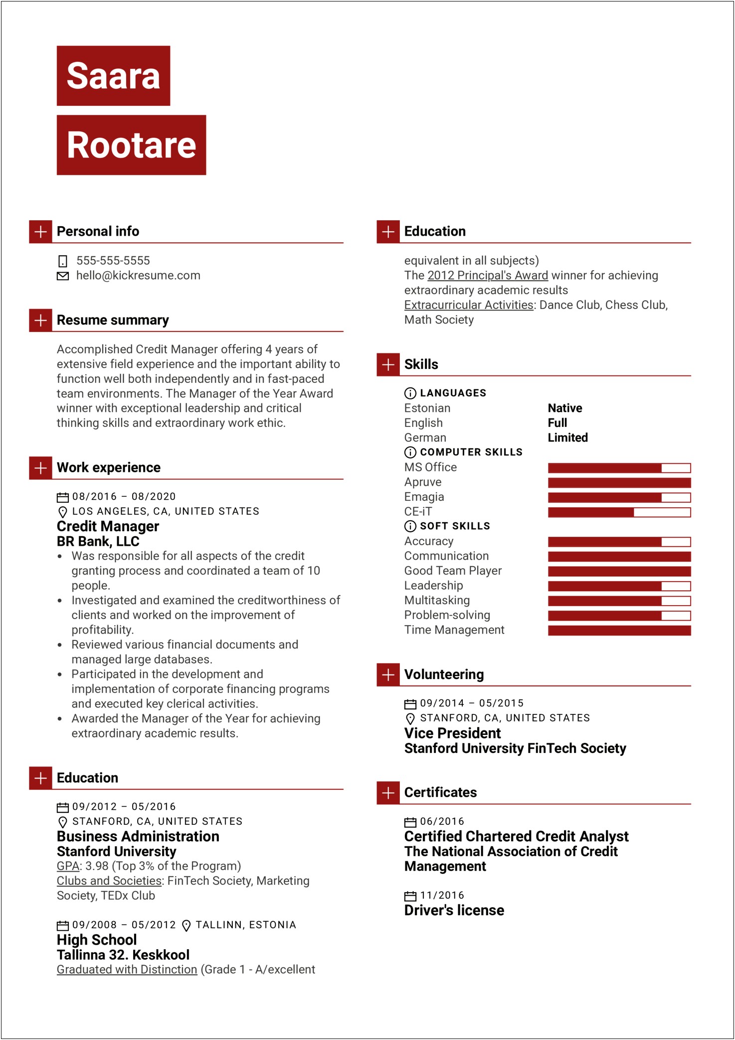 Gpa And Credit In Resume Example