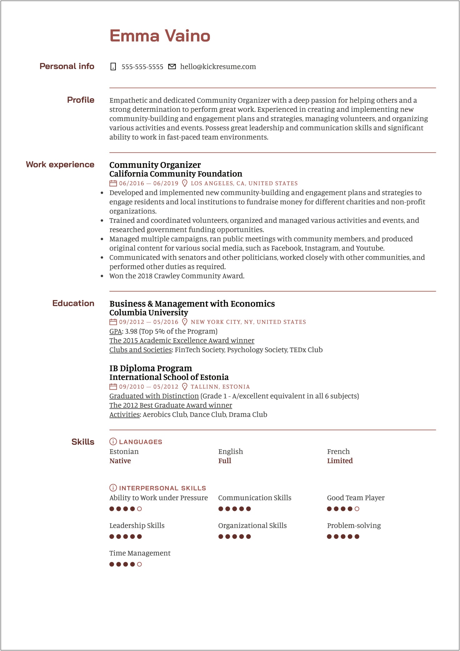 Grad School Resume Samples Columbia University