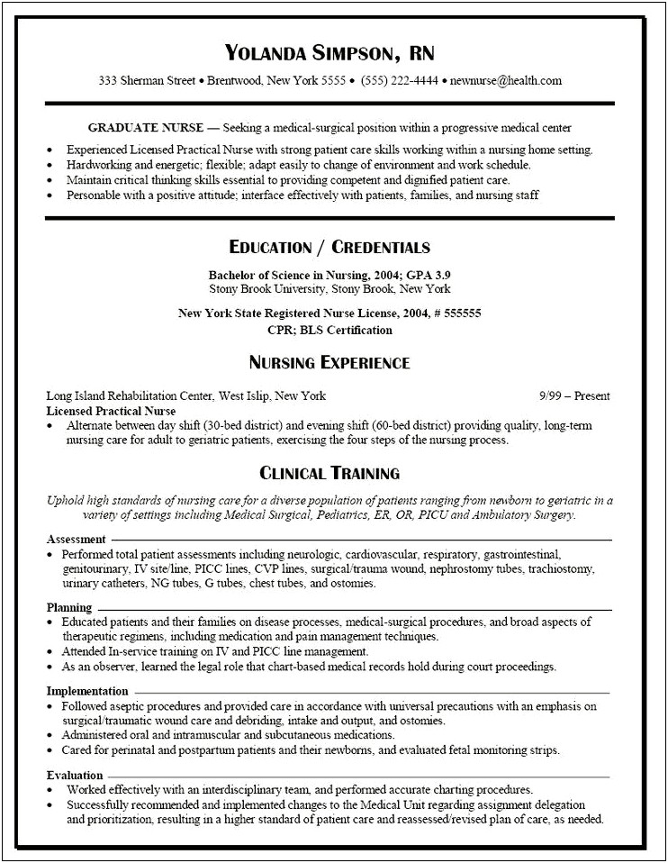 Graduate Nurse Resume And Cover Letter Examples