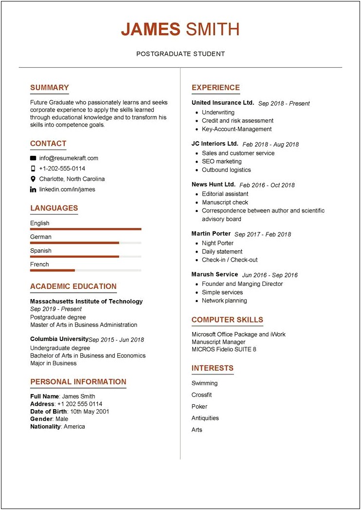 Graduated With A Very Good Grade In Resume