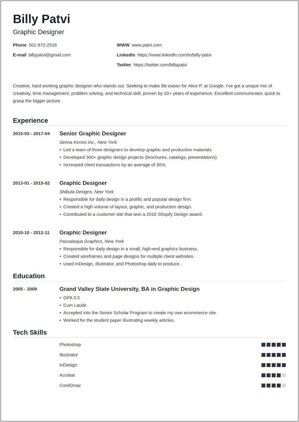 Graphic Designer Resume Skills And Systems