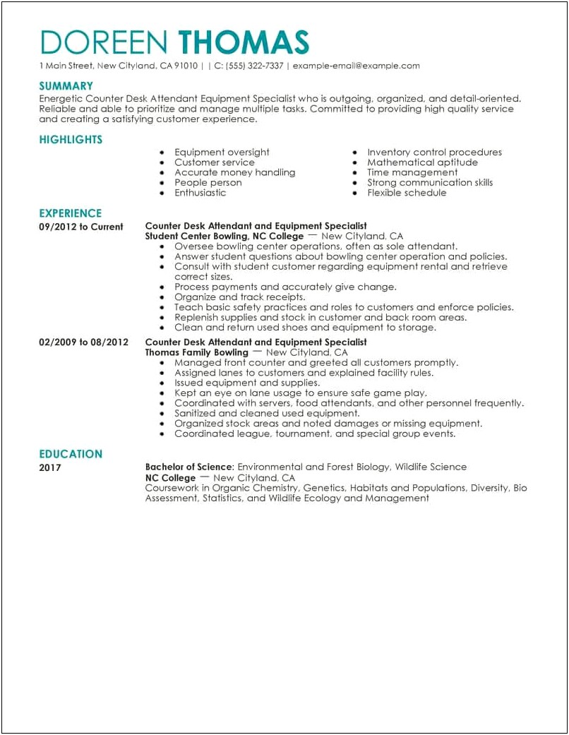 Great Example Of A Resume Of Counter Manager