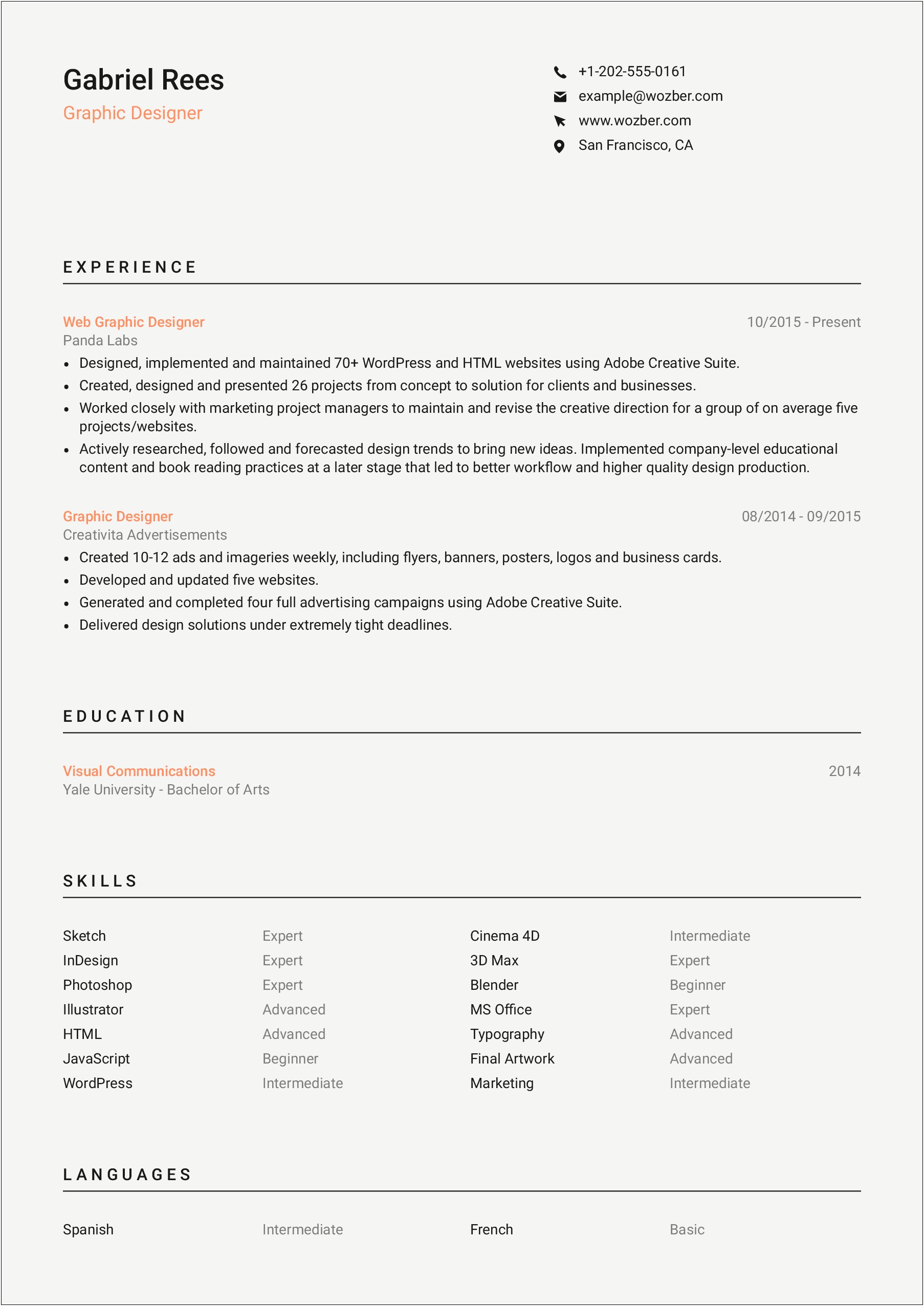 Great Examples Of No Experience Graphic Design Resume