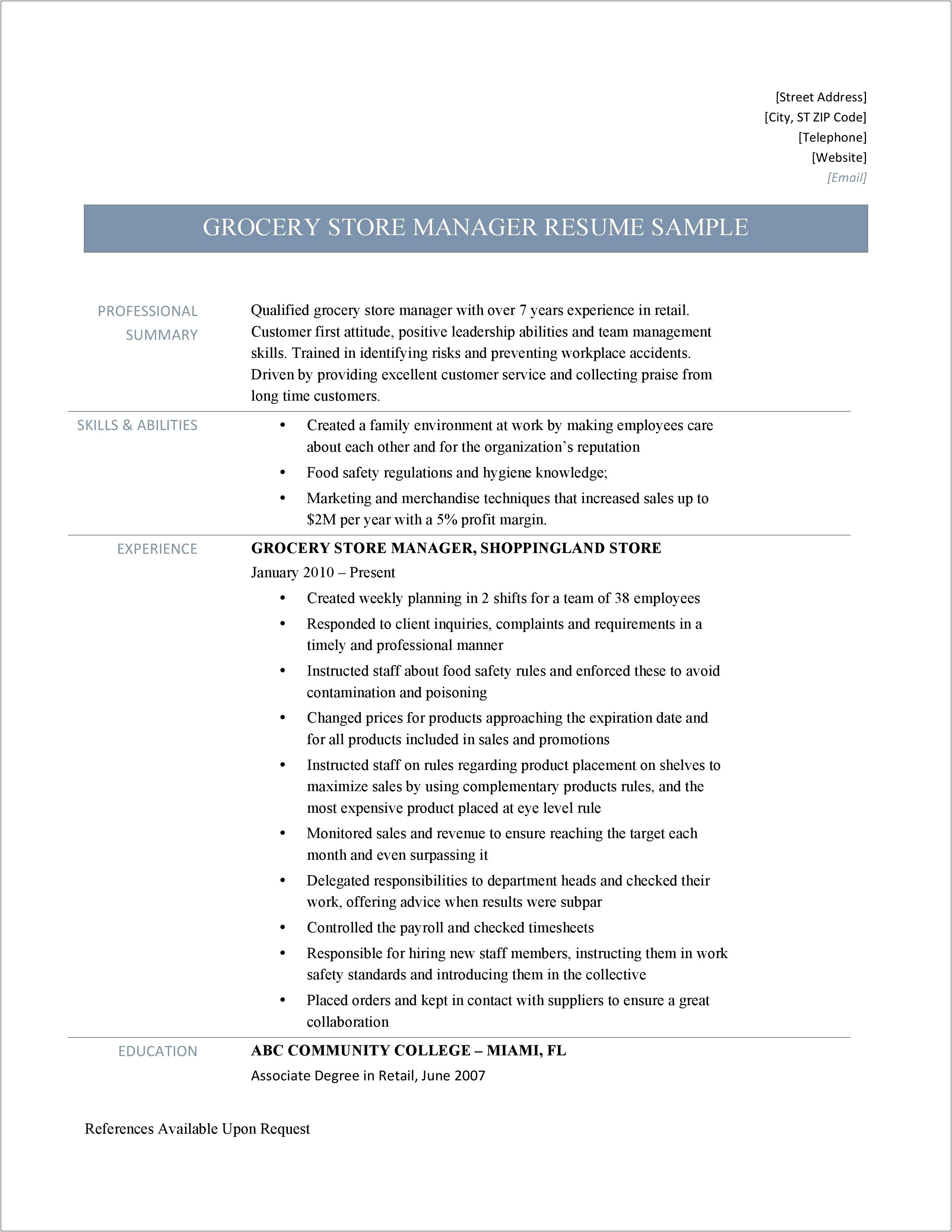 Grocery Cashier Job Description For Resume