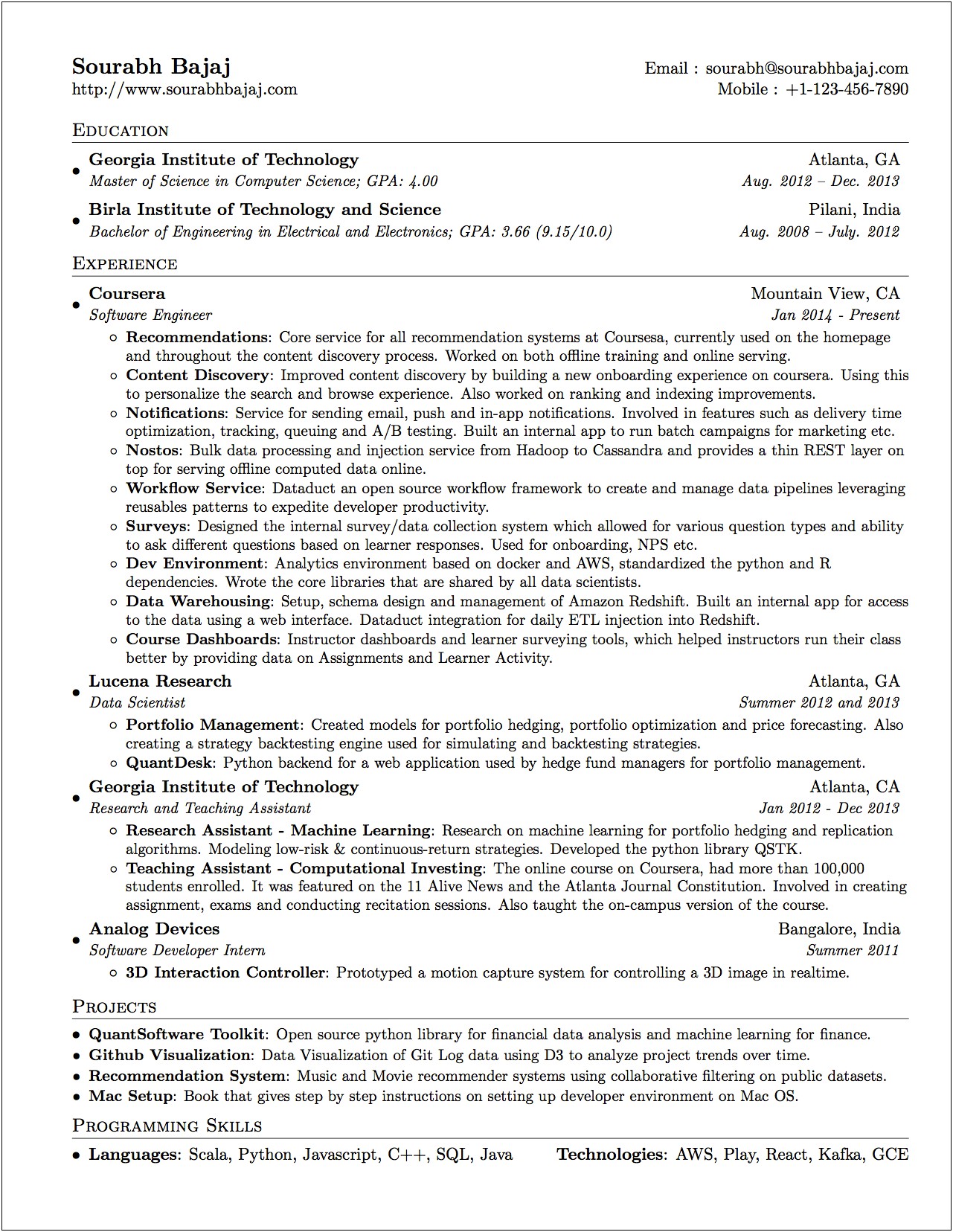 H1 Visa Resume Samples For Gradutes