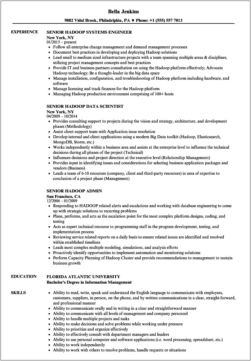 Hadoop Developer Resume For 3 Years Experience