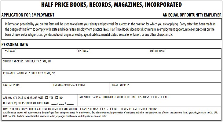 Half Price Books Bookseller Job Description Resume