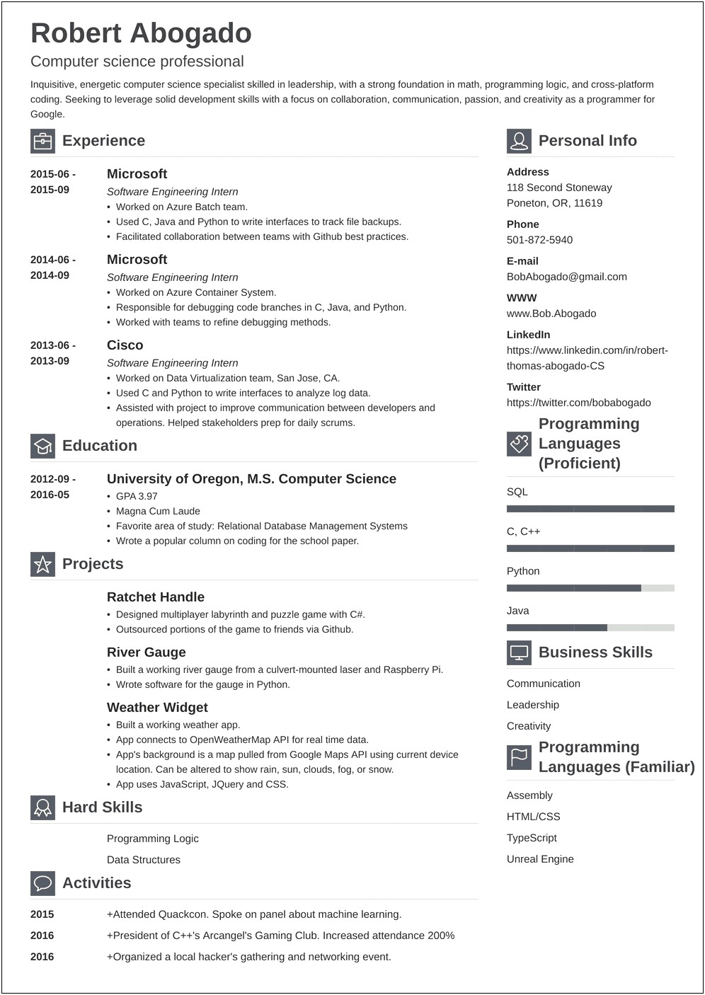 Hard Skills To Put In Resume Computer Science