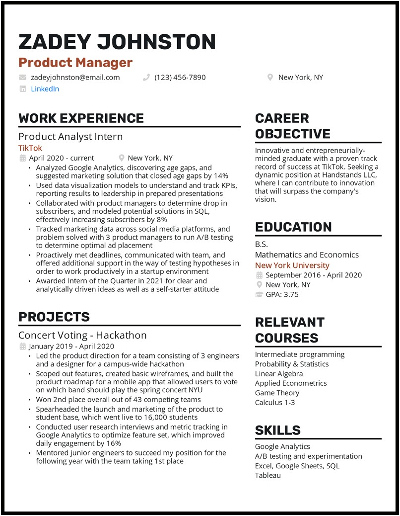 Head Of Product Resume Summary Statement