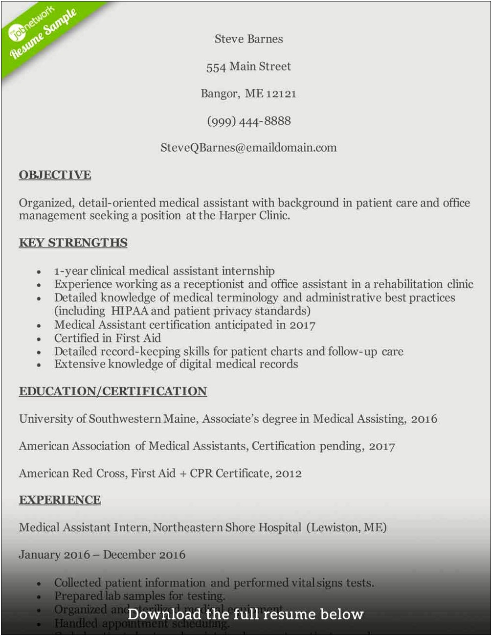 Health Care Office Technician Resume Samples