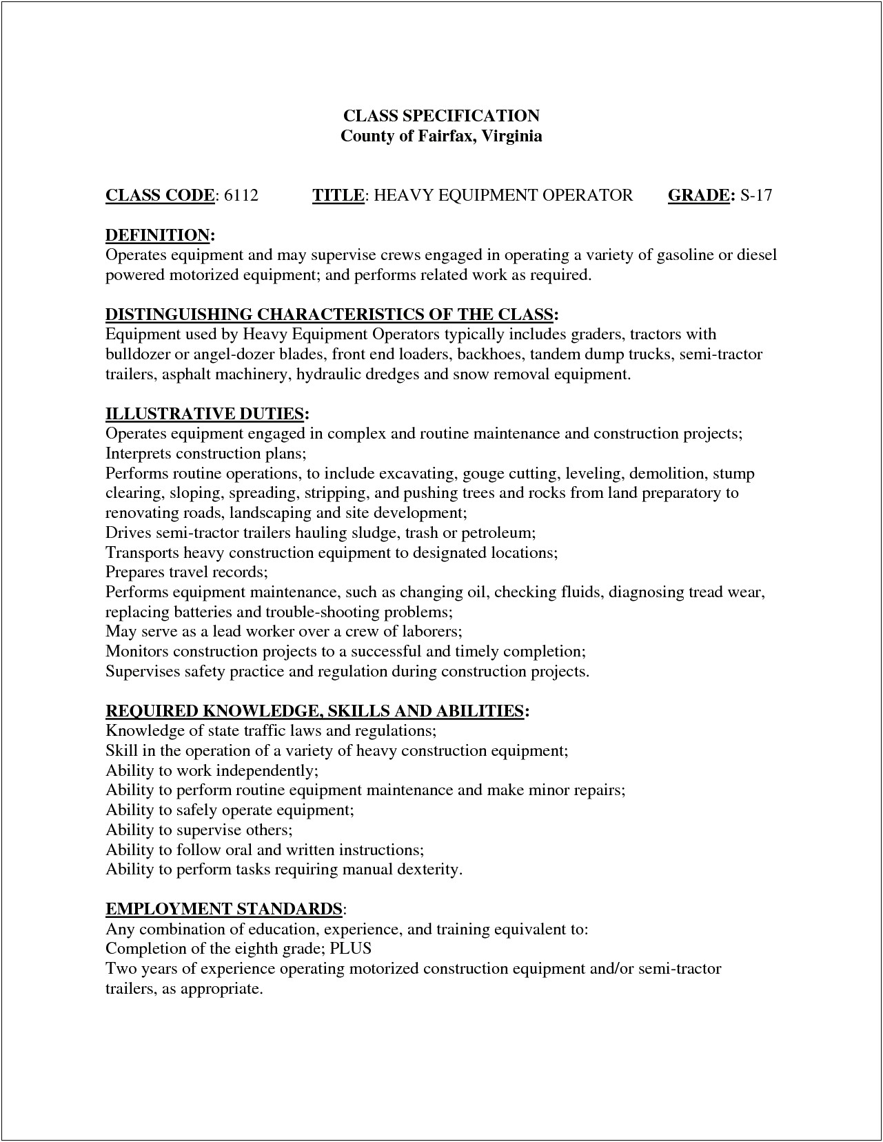 Heavy Equipment Operator Resume Cover Letter Samples