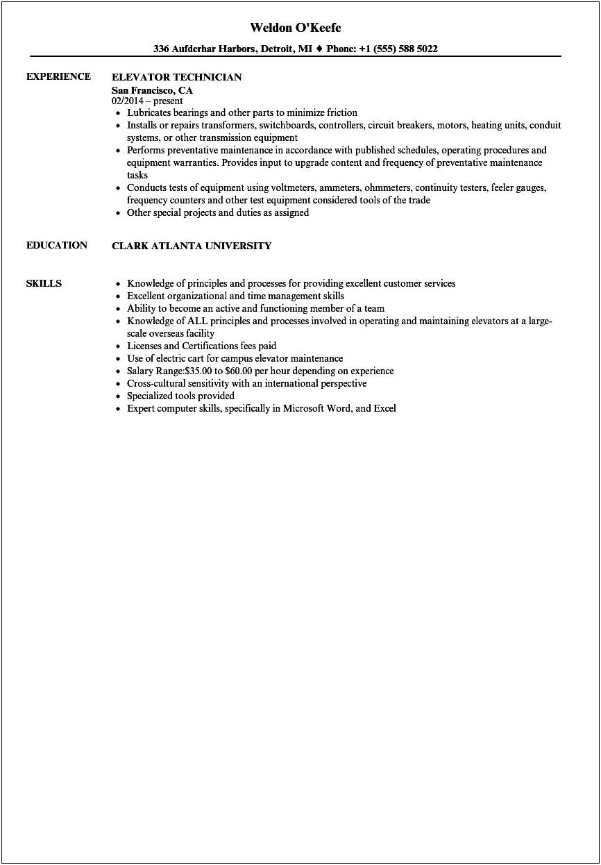 Heavy Lifting Service For Resume Sample